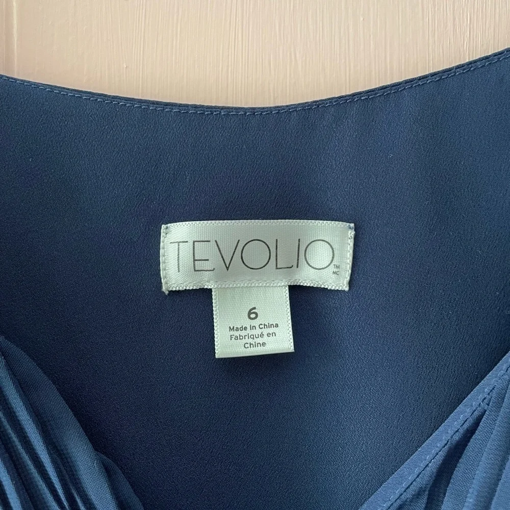 Tevolio Blue Sleeveless V-Neck Dress With Side Zipper- Size 6 - Picture 9 of 12